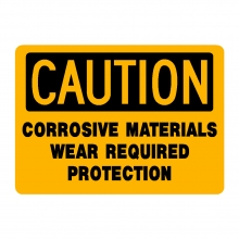 Caution Corrosive Materials Wear Required Protection